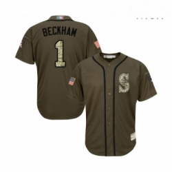 Mens Seattle Mariners 1 Tim Beckham Authentic Green Salute to Service Baseball Jersey 