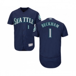 Mens Seattle Mariners 1 Tim Beckham Navy Blue Alternate Flex Base Authentic Collection Baseball Jersey