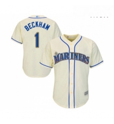 Mens Seattle Mariners 1 Tim Beckham Replica Cream Alternate Cool Base Baseball Jersey 