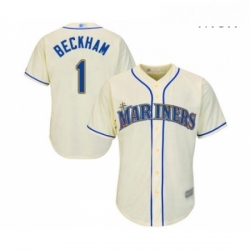 Mens Seattle Mariners 1 Tim Beckham Replica Cream Alternate Cool Base Baseball Jersey 