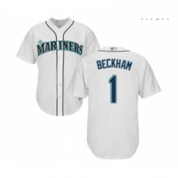 Mens Seattle Mariners 1 Tim Beckham Replica White Home Cool Base Baseball Jersey 