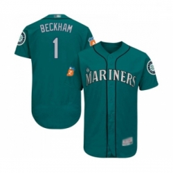 Mens Seattle Mariners 1 Tim Beckham Teal Green Alternate Flex Base Authentic Collection Baseball Jersey