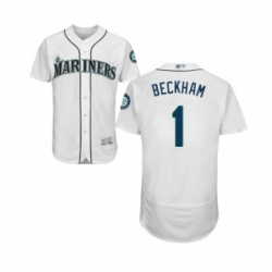 Mens Seattle Mariners 1 Tim Beckham White Home Flex Base Authentic Collection Baseball Jersey