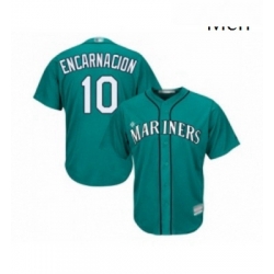 Mens Seattle Mariners 10 Edwin Encarnacion Replica Teal Green Alternate Cool Base Baseball Jersey 