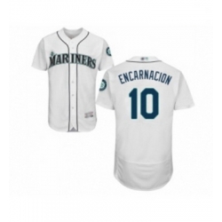 Mens Seattle Mariners 10 Edwin Encarnacion White Home Flex Base Authentic Collection Baseball Jersey