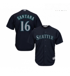 Mens Seattle Mariners 16 Domingo Santana Replica Navy Blue Alternate 2 Cool Base Baseball Jersey 