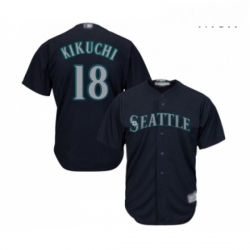 Mens Seattle Mariners 18 Yusei Kikuchi Replica Navy Blue Alternate 2 Cool Base Baseball Jersey 