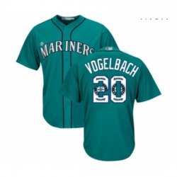 Mens Seattle Mariners 20 Dan Vogelbach Authentic Teal Green Team Logo Fashion Cool Base Baseball Jersey 
