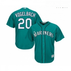 Mens Seattle Mariners 20 Dan Vogelbach Replica Teal Green Alternate Cool Base Baseball Jersey 