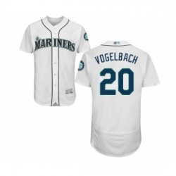 Mens Seattle Mariners 20 Dan Vogelbach White Home Flex Base Authentic Collection Baseball Jersey