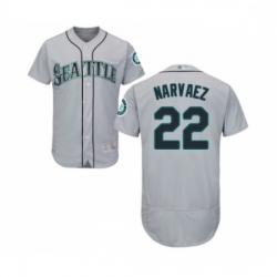 Mens Seattle Mariners 22 Omar Narvaez Grey Road Flex Base Authentic Collection Baseball Jersey