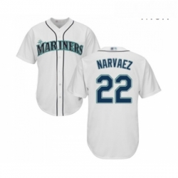Mens Seattle Mariners 22 Omar Narvaez Replica White Home Cool Base Baseball Jersey 