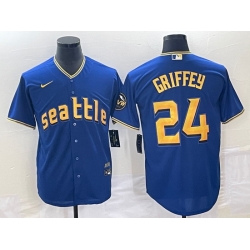 Men's Seattle Mariners #24 Ken Griffey Blue 2023 City Connect Cool Base Stitched Jersey