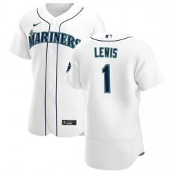 Seattle Mariners 1 Kyle Lewis Men Nike White Home 2020 Authentic Player MLB Jersey