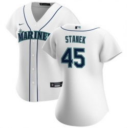 Women Seattle Mariners 45 Ryne Stanek White Stitched Baseball Jersey