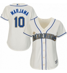 Womens Majestic Seattle Mariners 10 Mike Marjama Authentic Cream Alternate Cool Base MLB Jersey 