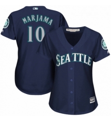 Womens Majestic Seattle Mariners 10 Mike Marjama Authentic Navy Blue Alternate 2 Cool Base MLB Jersey 
