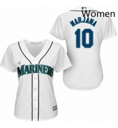 Womens Majestic Seattle Mariners 10 Mike Marjama Authentic White Home Cool Base MLB Jersey 