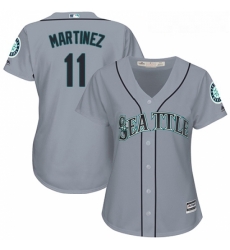 Womens Majestic Seattle Mariners 11 Edgar Martinez Authentic Grey Road Cool Base MLB Jersey 