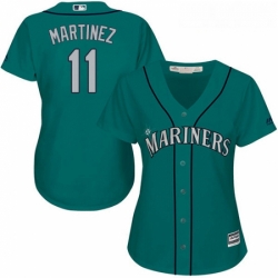 Womens Majestic Seattle Mariners 11 Edgar Martinez Authentic Teal Green Alternate Cool Base MLB Jersey 