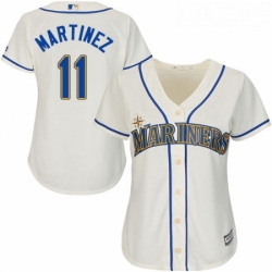 Womens Majestic Seattle Mariners 11 Edgar Martinez Replica Cream Alternate Cool Base MLB Jersey 