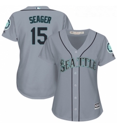 Womens Majestic Seattle Mariners 15 Kyle Seager Replica Grey Road Cool Base MLB Jersey