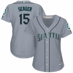 Womens Majestic Seattle Mariners 15 Kyle Seager Replica Grey Road Cool Base MLB Jersey