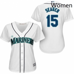 Womens Majestic Seattle Mariners 15 Kyle Seager Replica White Home Cool Base MLB Jersey