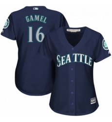 Womens Majestic Seattle Mariners 16 Ben Gamel Authentic Navy Blue Alternate 2 Cool Base MLB Jersey 
