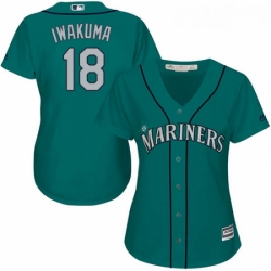 Womens Majestic Seattle Mariners 18 Hisashi Iwakuma Authentic Teal Green Alternate Cool Base MLB Jersey