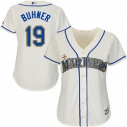 Womens Majestic Seattle Mariners 19 Jay Buhner Authentic Cream Alternate Cool Base MLB Jersey 