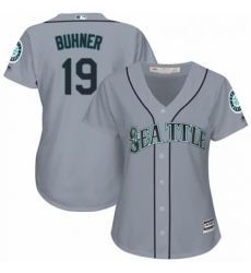 Womens Majestic Seattle Mariners 19 Jay Buhner Replica Grey Road Cool Base MLB Jersey 