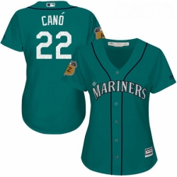 Womens Majestic Seattle Mariners 22 Robinson Cano Authentic Aqua 2017 Spring Training Cool Base MLB Jersey