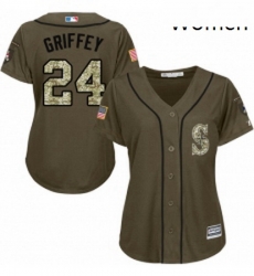 Womens Majestic Seattle Mariners 24 Ken Griffey Authentic Green Salute to Service MLB Jersey