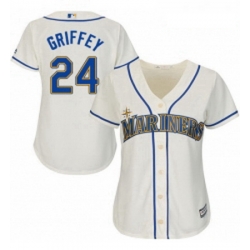 Womens Majestic Seattle Mariners 24 Ken Griffey Replica Cream Alternate Cool Base MLB Jersey