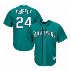 Womens Majestic Seattle Mariners 24 Ken Griffey Replica Teal Green Alternate Cool Base MLB Jersey