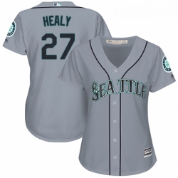 Womens Majestic Seattle Mariners 27 Ryon Healy Authentic Grey Road Cool Base MLB Jersey 