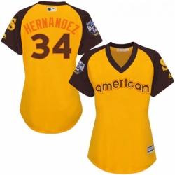 Womens Majestic Seattle Mariners 34 Felix Hernandez Authentic Yellow 2016 All Star American League BP Cool Base MLB Jersey