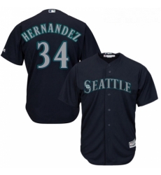 Womens Majestic Seattle Mariners 34 Felix Hernandez Replica Navy Blue Alternate 2 Cool Base MLB Jersey