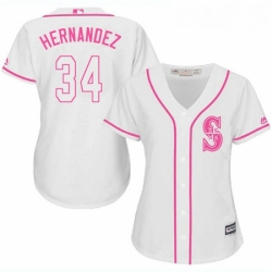 Womens Majestic Seattle Mariners 34 Felix Hernandez Replica White Fashion Cool Base MLB Jersey