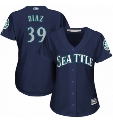Womens Majestic Seattle Mariners 39 Edwin Diaz Authentic Navy Blue Alternate 2 Cool Base MLB Jersey 