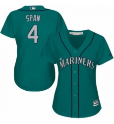 Womens Majestic Seattle Mariners 4 Denard Span Replica Teal Green Alternate Cool Base MLB Jersey 
