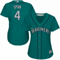 Womens Majestic Seattle Mariners 4 Denard Span Replica Teal Green Alternate Cool Base MLB Jersey 