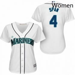 Womens Majestic Seattle Mariners 4 Denard Span Replica White Home Cool Base MLB Jersey 