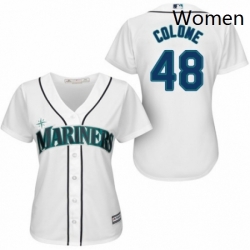 Womens Majestic Seattle Mariners 48 Alex Colome Replica White Home Cool Base MLB Jersey 