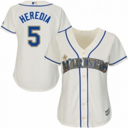 Womens Majestic Seattle Mariners 5 Guillermo Heredia Authentic Cream Alternate Cool Base MLB Jersey 