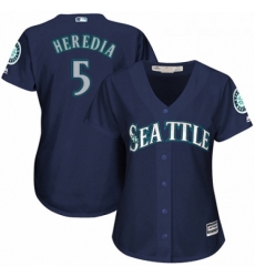 Womens Majestic Seattle Mariners 5 Guillermo Heredia Replica Navy Blue Alternate 2 Cool Base MLB Jersey 