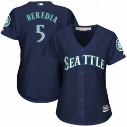 Womens Majestic Seattle Mariners 5 Guillermo Heredia Replica Navy Blue Alternate 2 Cool Base MLB Jersey 