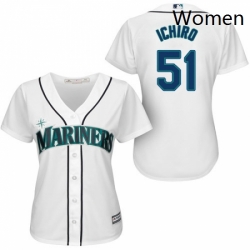 Womens Majestic Seattle Mariners 51 Ichiro Suzuki Replica White Home Cool Base MLB Jersey