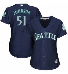 Womens Majestic Seattle Mariners 51 Randy Johnson Authentic Navy Blue Alternate 2 Cool Base MLB Jersey